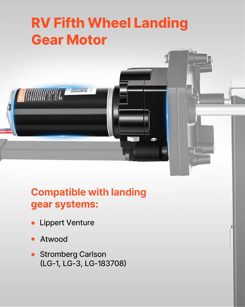 Heavy Duty 5th Wheel Landing Gear Motor 5500 Lbs Capacity 300W RV Power Drive For Fifth Wheel Replaces LG142178 Compatible
