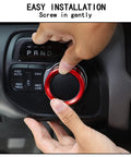 Aluminum Headlight And Gear Shift Knob Cover Set For Dodge RAM 2018 2026 Red 2Pc Easy Slip On Interior Upgrade