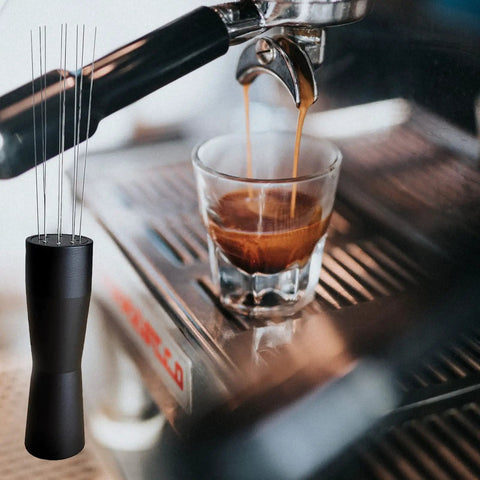 Espresso Distribution Tool Set With Needle Type Distributor For Even Dosing And Stirring 304 Stainless Steel Barista Grade Pro WDT Tool Black Finish Hand Tamping Stirrer For Home Coffee Lovers