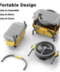 Cordless Misting Fan With 11L Tank Rechargeable Battery And 12 Inch Blade Delivers 15 Foot Mist Range For Backyard Cooling Up To 50 Hours Run Time 360 Degree Swivel Wheels Ideal For Patio Poolside And Outdoor Summer Hangouts in portable design showing assembly parts