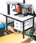 Heavy Duty Portable Edge Bander With Quick As Lightning Speed Control Delivers Clean Finishing On Curves And Straight Boards. Portable workstation with a 1200W heater and adjustable feed.