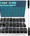 24 Size SAE O Ring Set With Buna N 70A Rubber O Rings, AS568 Standard Assortment, storage case visible with O ring hook and pick