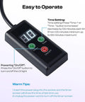 Control panel of Powerful 100W LED UV Exposure Unit for Screen Printing with timer and settings guide.