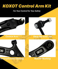 Front Lower Control Arm Ball Joint And Sway Bar End Links Kit For Kia Soul 2014 2019 And Soul EV 2015 2019 Replacement Assembly Includes Driver And Passenger Sides OE K623345 K623346 K750523 showing control arm, sway bar end link, coating and bushing