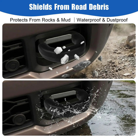 Custom Molded Silicone Tow Hook Covers For Ram 2500 3500 2019 2026 Front Tow Hitch Cover Black protecting from debris