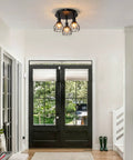 Three Light Ceiling Mount Kitchen Fixture With Multi Directional Rotating Black Iron Lamp Shades For Farmhouse Style Kitchens Dining Rooms Porches And Hallways E12 Bulb Not Included
