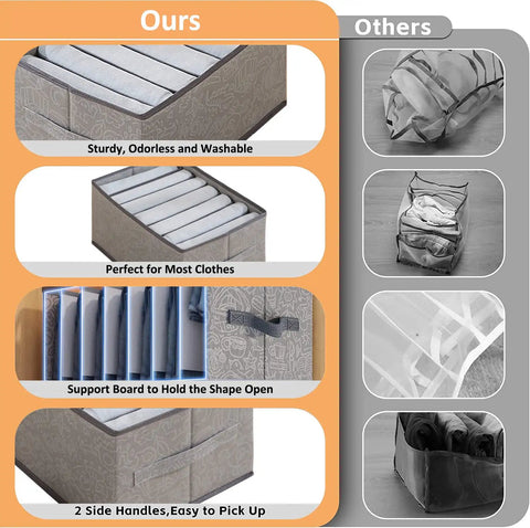 6 Piece Wardrobe Clothes Organizer Set With Support Board For Folded Clothes Washable Dividers showing sturdy design