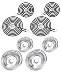 Drip Pans And Burner Element Unit Set For GE Hotpoint Electric Stoves WB30M1 WB30M2 Replacement with 6 and 8 inch pans and elements