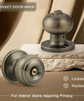 Privacy Door Knob Lock Set For Interior Bedroom And Bathroom Doors Keyless Turn Button Privacy Round Ball Handle In Antique Brass Stainless Steel Durability 5 Pack
