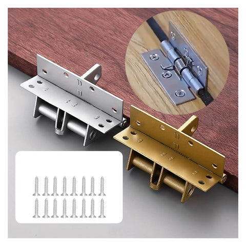 Golden Automatic Door Hinges With Screws Adjustable Spring Tension And Multifunctional Positioning Control for residential doors