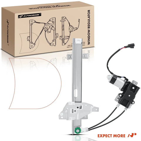 Power Window Regulator With Motor Replacement For Buick Century 1997 2005 Regal Oldsmobile Intrigue 1998 2002 Rear Left Driver Side Easy Fit OE Replacement shown with packaging