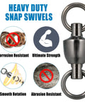 20 Pack Ball Bearing Fishing Swivels Size 0 Heavy Duty Stainless Tackle Connectors For Saltwater And Freshwater Keeps Lines Twist Free Corrosion Resistant Great For Trolling Jigging And Leader Setup, stainless snap swivel shown