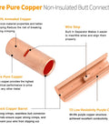 10 Packs 4 Gauge Butt Connectors Kit With Pure Copper Barrels, Uninsulated Crimp Splices For Auto Repair, Includes 10 3:1 Heat Shrink Tubing