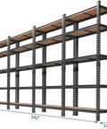 Heavy Duty Five Tier Metal Storage Shelving Unit For Garage, 72x142x12 inches, carbon steel for tool storage.