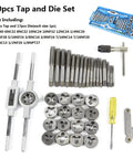 Heavy Duty Tap And Die Set 32 Piece Precision Thread Repair Kit With Wrench For Mechanics And DIYers, Alloy Steel Hand Tools For Quick Fixes And Smooth Jobs On Vehicles Or Machinery. 40-piece tap and die set with blue case, alloy steel taps, dies, and wrench