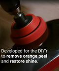 DIY Car Polishing Kit For Orange Peel Removal And Deep Mirror Shine demo with drill and sanding pad in action.