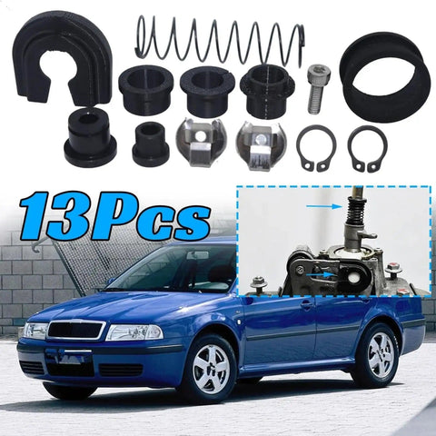 Seat Ibiza 6J 2002 2007 And Leon 1M 2000 2005 Gear Shift Cable Linkage End Bushing Repair Kit Replacement For Smooth Precise Shifting And Easy Install, featuring kit components and car illustration.