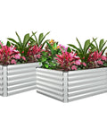 Two Piece Galvanized Raised Garden Bed Kit 8 By 4 By 2 Feet Outdoor Planter Boxes For Vegetables Flowers And Herbs 478 Gallon Capacity