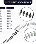 Image of Nut And Bolt Thread Gauge Kit With 32 Male And Female Gauges, 17 Inch And 15 Metric Sizes, showing size specifications.