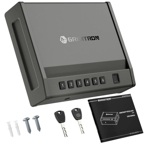 Ready To Go Eight Point Two Pound Heavy Duty Biometric Gun Safe With Quick Access Pistol Safe And 100 Fingerprints displayed with keys