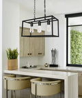Black Farmhouse Kitchen Island Lighting Modern Linear Chandelier For Dining Room And Living Space Industrial Rectangular Pendant Fixture Dope For Foyer Or Bar 3 Light Black Finish
