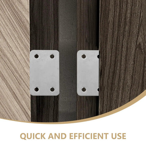 Heavy Duty Stainless Steel Flat Brackets For Wood Furniture Set Of 12 Mending Plates With 5mm Hole Spacing, shown on wood surface