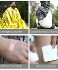 Trauma Ready First Aid Kit Pouch With MOLLE Tourniquet And 4 Inch Israeli Bandage EMT Style Survival Gear shown with emergency items