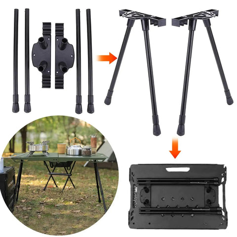 Aluminum Alloy Adjustable Foldable Table Legs With Nylon Connectors for camping tables shown assembled outdoors