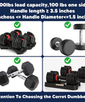Turn Your Dumbbells Into An EZ Curl Bar With 200Lb Capacity, Adjustable Weight Bar For Home Gyms, Dumbbell To Barbell Converter Fits Standard 1-1.5 Inch Handles showing compatible dumbbells on a chart.