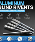 Aluminum Blind Rivet Kit With 166 Pieces In 11 Sizes From 1/8 Inch To 3/16 Inch Corrosion Resistant Lightweight And DIY Friendly