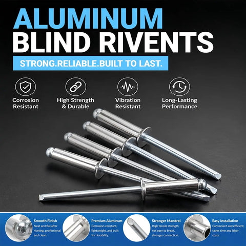 Aluminum Blind Rivet Kit With 166 Pieces In 11 Sizes From 1/8 Inch To 3/16 Inch Corrosion Resistant Lightweight And DIY Friendly