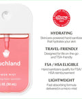 Hydrating Hand Sanitizer Spray Trio Set With Aloe Vera And Essential Oils Featuring Wild Watermelon Velvet Peach Berry Bliss 3 Travel Size 1 Fl Oz Mists For On The Go Fresh Hands And Skin Loving Hydration product information card.