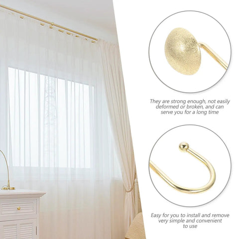Half Round Shower Curtain Hooks 12 Pack Zinc Frosted Silver Hanging Rings Glide Smoothly for No Snag Easy Install overview
