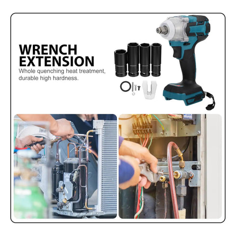 Heavy Duty Cordless Brushless Impact Wrench Kit With Rechargeable Battery, 520Nm Torque Quick Change Chuck, wrench extension and accessories.