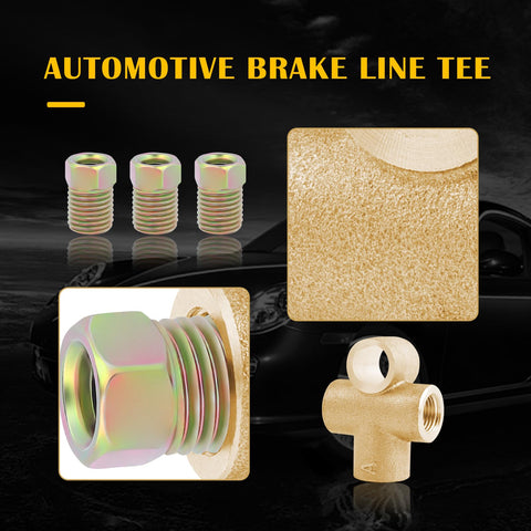 Three Way Copper Brake Line Tee Union With Inverted Male Nuts for 3/16 Inch Pipe, close-up of heavy duty fittings