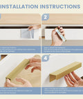 Installation instructions for 10 Pack Self Adhesive Cabinet Pulls 5 Inch Gold Finger Handles Stick On Edge Pulls, no drill needed