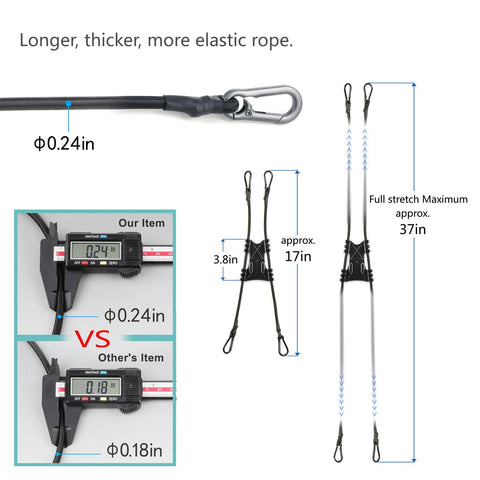 Backstop Chain Link Fence Camera Mount For GoPro iPhone Mevo Start AKASO SJCAM Osmo Action showing rope specifications and dimensions.