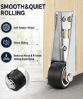4 Pack Vertical Track Roller Wheels Heavy Duty Rubber Swivel Casters For Barn Sliding Door Replacement showcasing quiet rubber wheel.