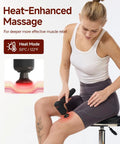 Person using Upgraded 2 In 1 Massage Gun With Heat For Deep Tissue Back And Neck Relief Extension Handle Pro Grade Handheld Muscle Massager on thigh
