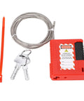 Beefy Heavy Duty Lockout Tagout Cable Lock Padlock With 1 Meter Stainless Steel Cable and keys on white background