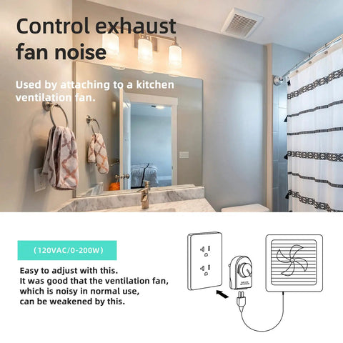 Bathroom with exhaust fan and Do It All Soldering Iron Temperature Controller And Desk Lamp With Dimmer Switch For LED And Incandescent Lights, 120V UL Listed Plug In Dimmer.