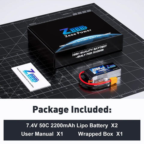 2S 2200mAh 7.4V 50C Shorty LiPo Battery Pack With XT60 Connector Soft Pack for 1 16 Scale RC Vehicles with box and manual