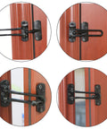 Door Reinforcement Lock Latch Swing Bar For Home Security Front Door Lock Thick Solid Aluminum Alloy Black Tough Installed