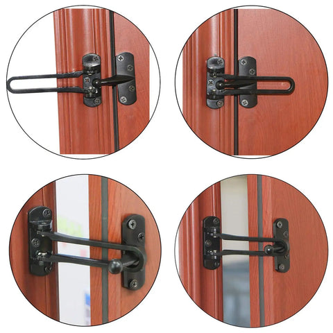Door Reinforcement Lock Latch Swing Bar For Home Security Front Door Lock Thick Solid Aluminum Alloy Black Tough Installed