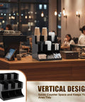 Cup And Condiment Station Organizer For Coffee Bar, Acrylic Dispenser With Nine Compartments For Cups Lids Pods Sugar on counter