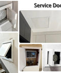 Tough As Nails White Attic Access Panel 6X18 Inch Metal Recessed Ceiling Hatch showcasing installation in various wall types.