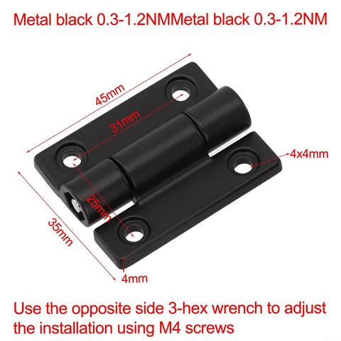 Robust Zinc Alloy Adjustable Torque Damping Hinges For Cabinets Doors Windows And Industrial Equipment With 360 Degree Rotation Thickened Design 45 By 35 Millimeters Black FABULETTA 2 Pieces