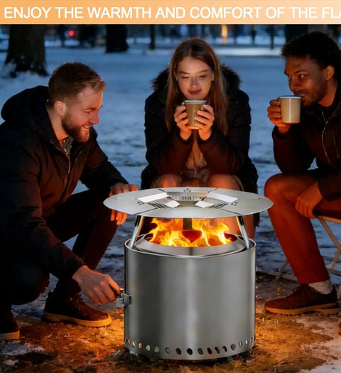 Group camping with Heat Deflector For 19.5 Inch Bonfire Fire Pit With Stainless Steel Diffuser And Easy Grip Handles