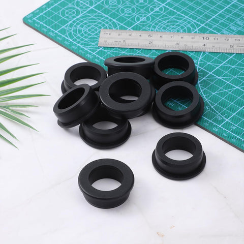 Top Hat Silicone Grommets Five Pack For One And A Half Inch Drill Holes with ruler and cutting mat