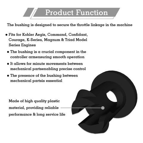 Kohler Engine Linkage Retaining Bushing Replacement 2515808S 25 158 08 S 6 Pack Black Aftermarket Durable Part For A Smooth No Fuss Motion In Small Engine Systems. Black plastic throttle linkage bushing for Kohler engines